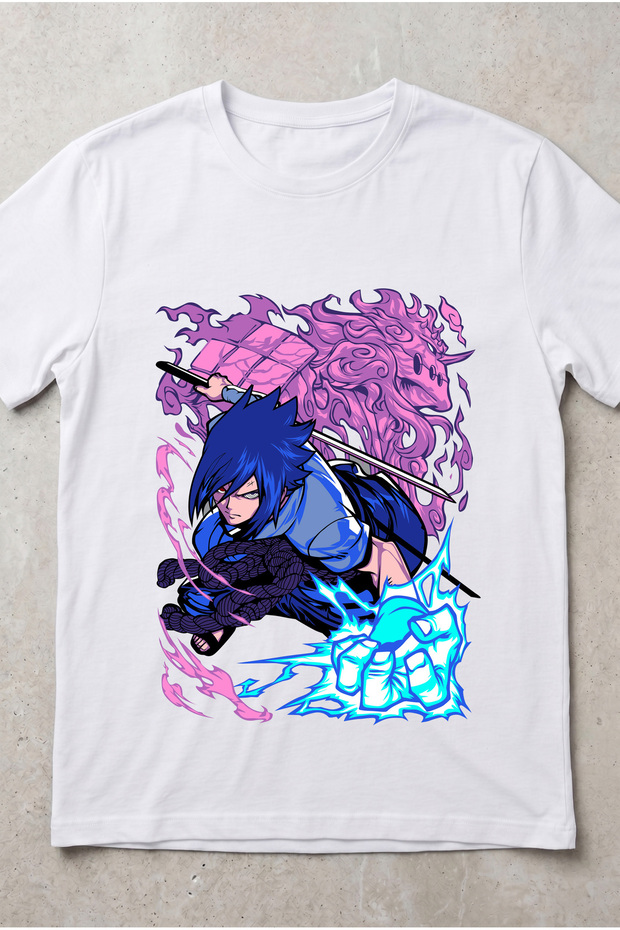 Naruto Sasuke Uchiha Anime Printed Standard Cut Unisex Tshirt
