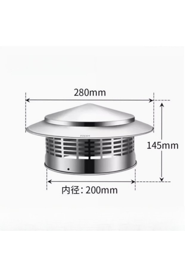 200mm Stainless Steel Ultralight Chimney Rain Cap - 75/110/160/200mm for Exterior Wall Roof Pipe Air