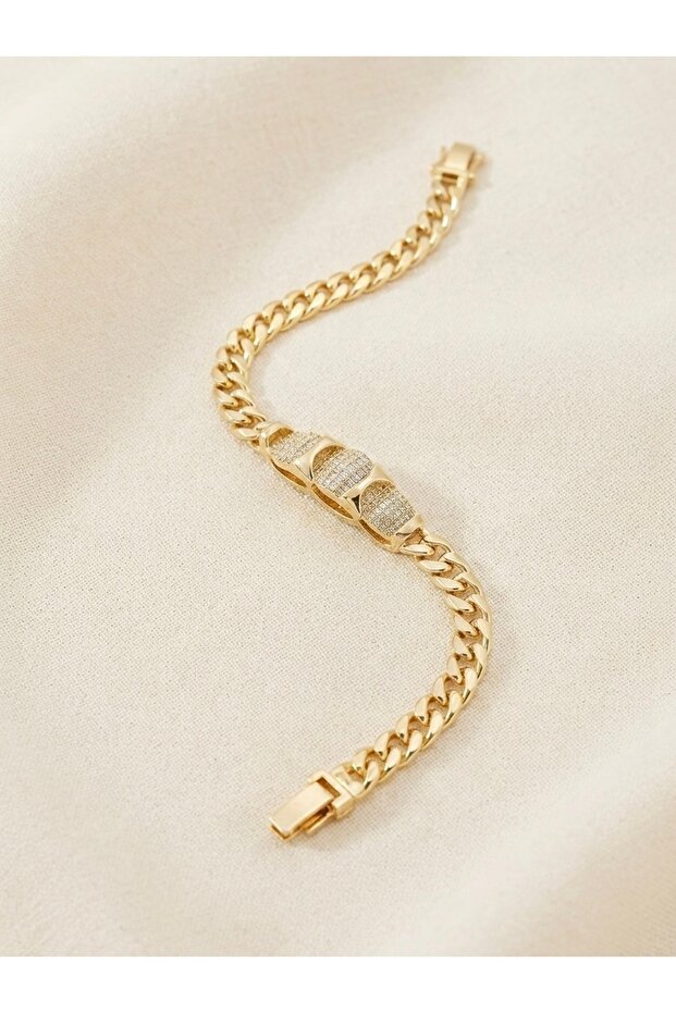 Xuping Gold Plated Stone Gourmet Chain Bracelet