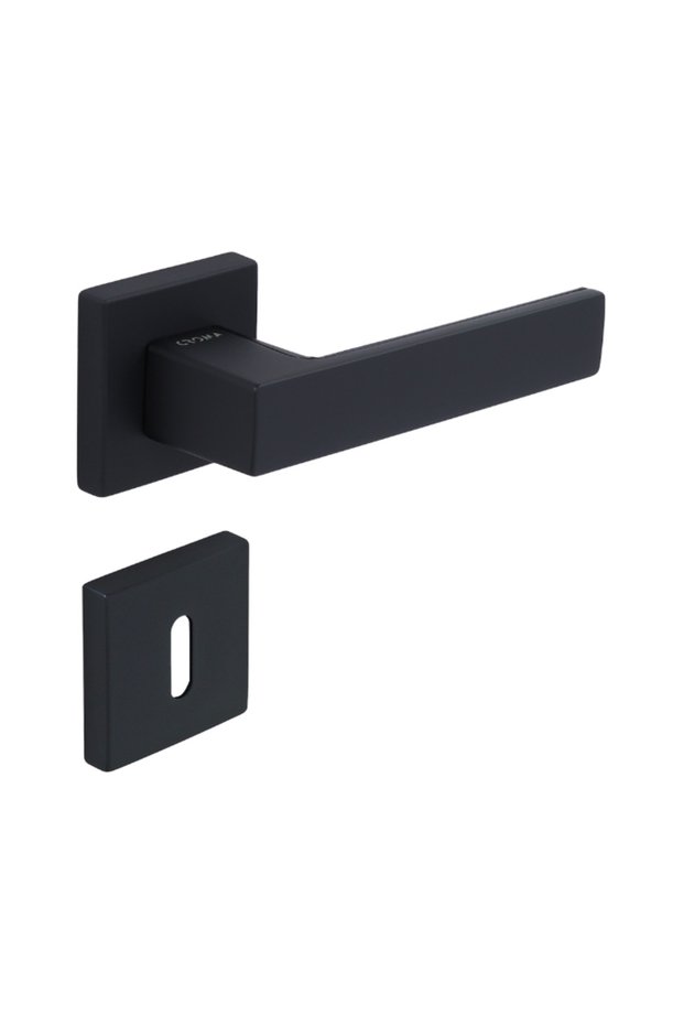 Çebi̇ Door Handle Luxury Zera Square Badge Matte Black Modern Room Door Handle