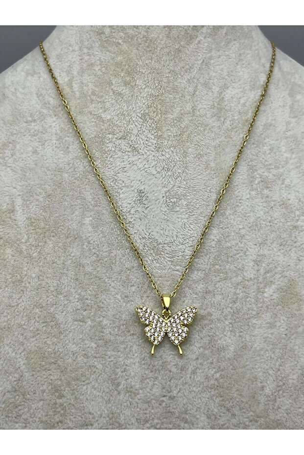 26Kly07 - Steel Butterfly Necklace