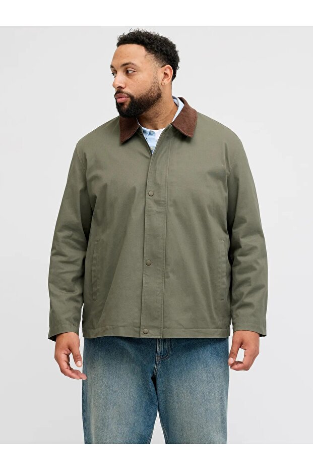 سترة رجالية خضراء من Jjegraham Worker Jacket Ln Pls