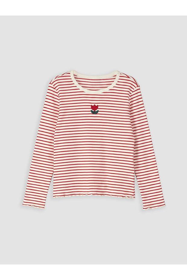 Crew Neck Striped Girls' T-Shirt (W6)