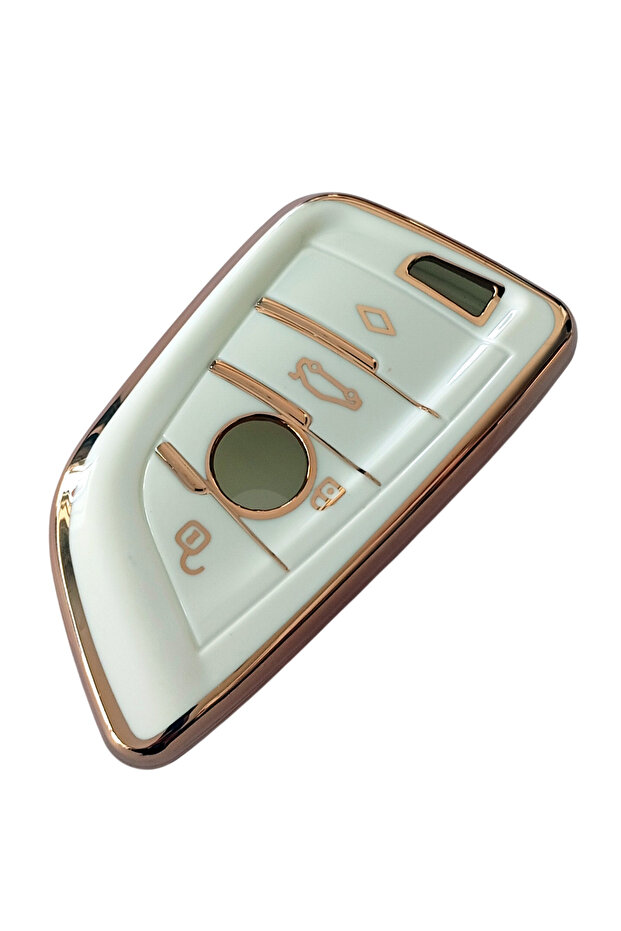 Bmw g Series Compatible Fem Smart Remote Control Key Protection Case Auto Keychain White Gold