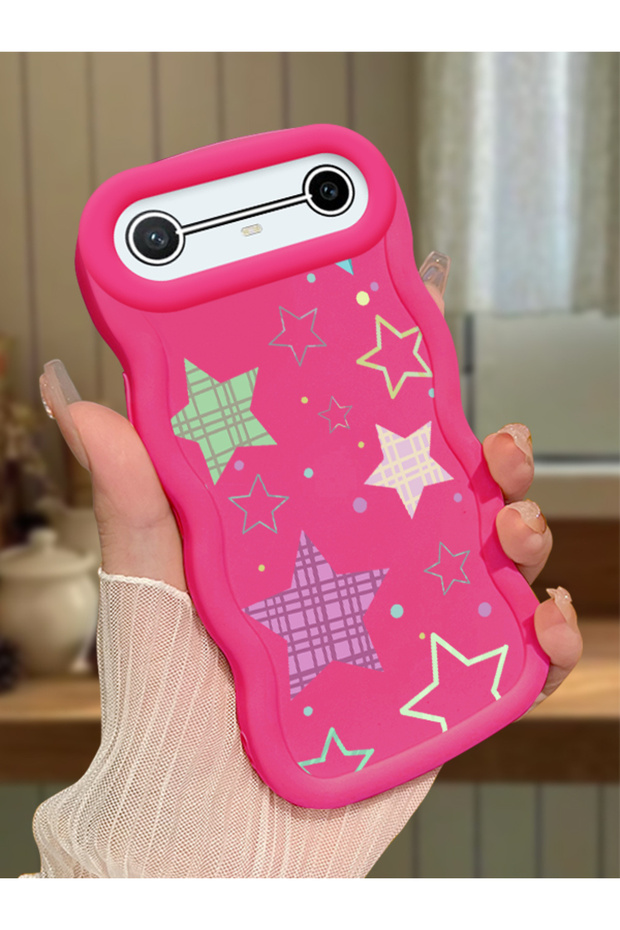 Tecno Spark Slim Compatible Case Camera Protector Red Silicone Couple Phone Case Star Pattern