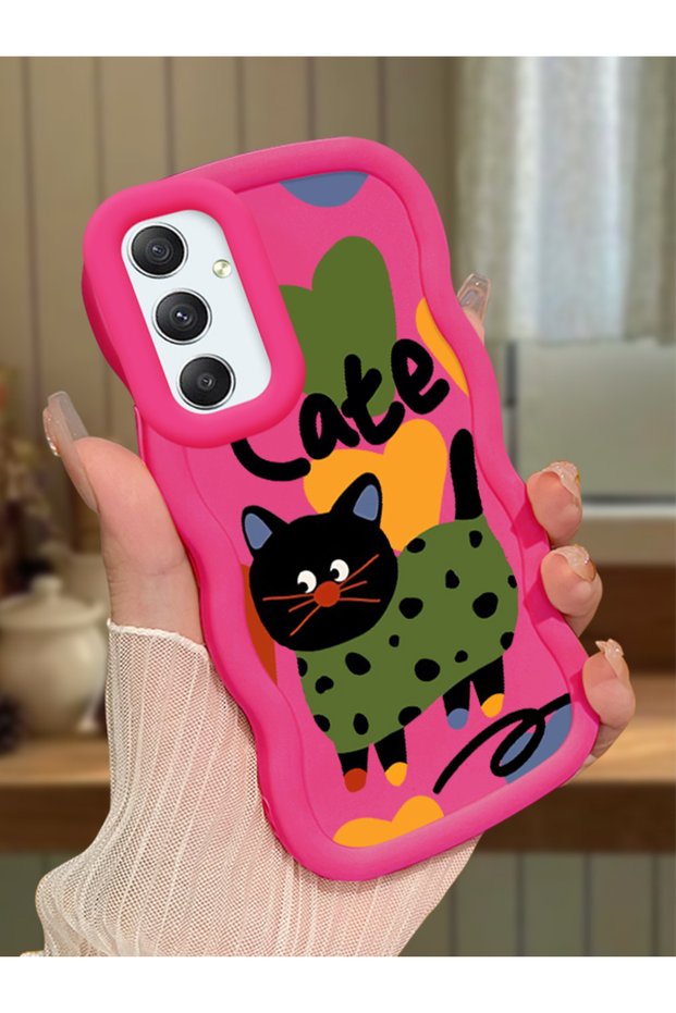 Samsung Galaxy A34 5g Compatible Case Camera Protector Red Silicone Couple Phone Case Cat Pattern