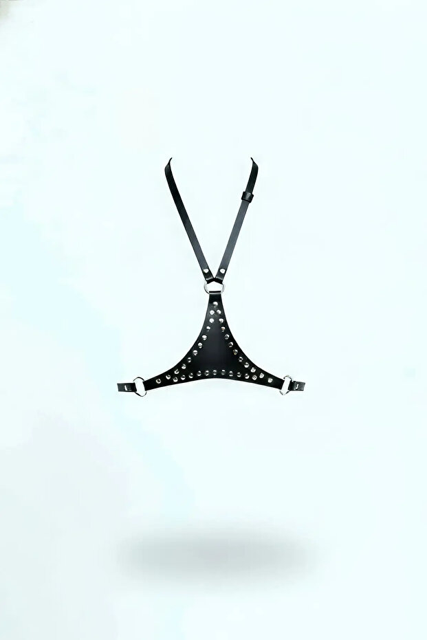 Black Women's Belt with Studded Detail Leather Body Accessory