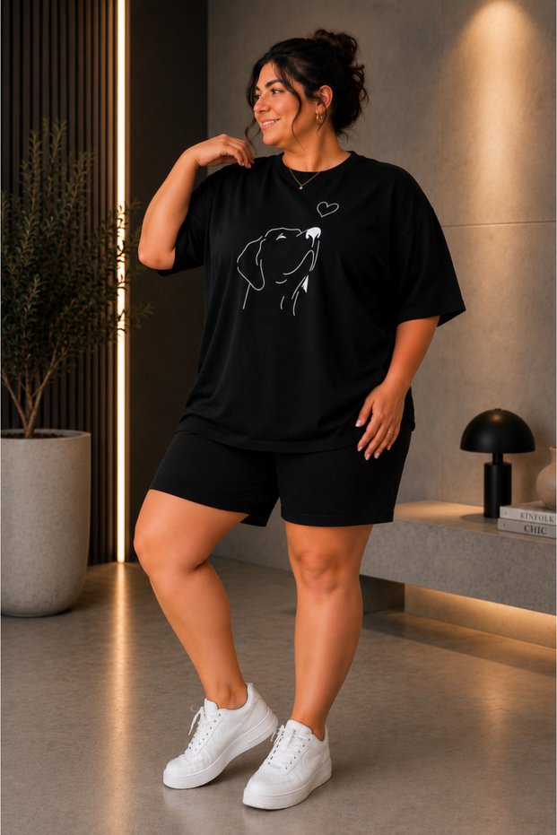 Women's Plus Size Oversize Shorts Set 2-Piece Cotton Daily Sports Casual Summer Comfortable Fit Dog Print L - 8XL