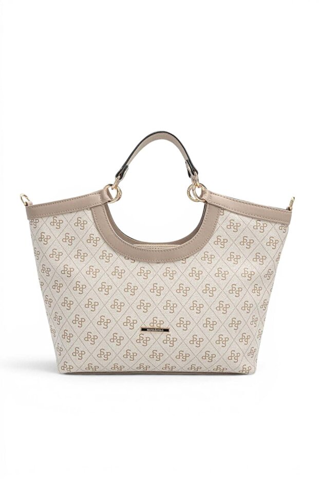 Beige - Sand Monogram Women's Handbag Sp1189