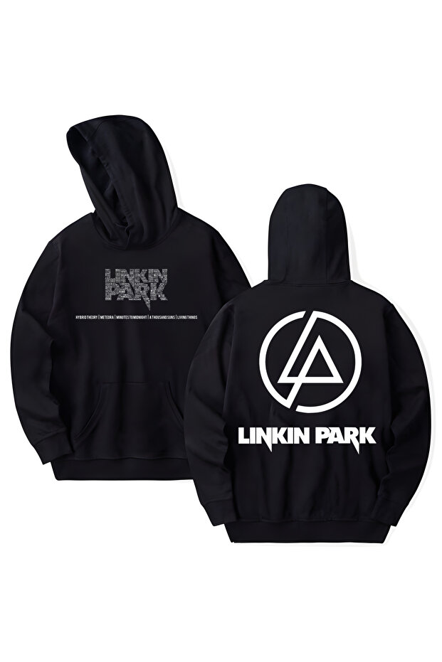 Linkin Park Printed Cotton Long Sleeve Hooded Sweatshirt with 3 Yarns