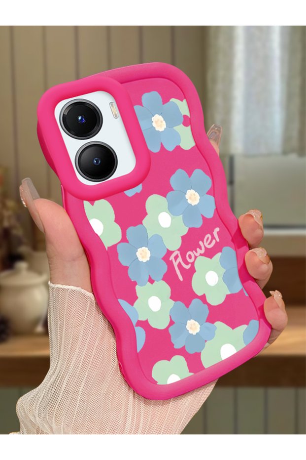 Vivo Y56 Compatible Case Camera Protector Red Silicone Couple Phone Case Flower Pattern