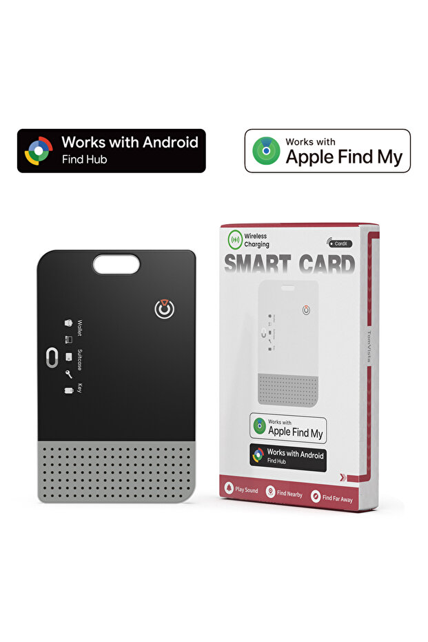 black 2026NEW 2.0mm Wallet Tracker Wireless Charging Locator for Google Find Hub & Apple Find My Glo
