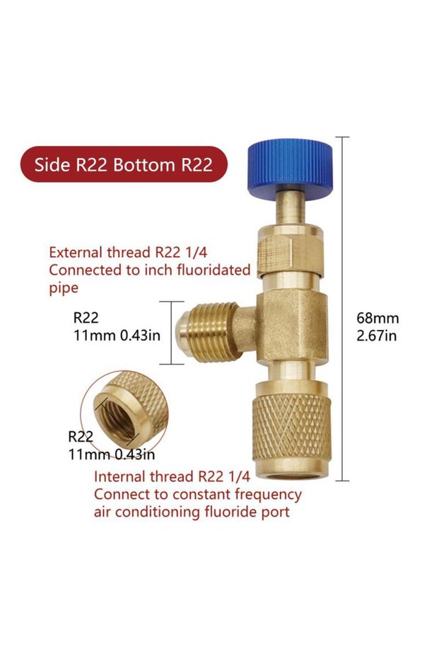1 PC-R22 R22 Pure Copper Body Aluminum Handle R22 R410A Safety Valve, 1/4" To 5/16" Adapter, For Ac