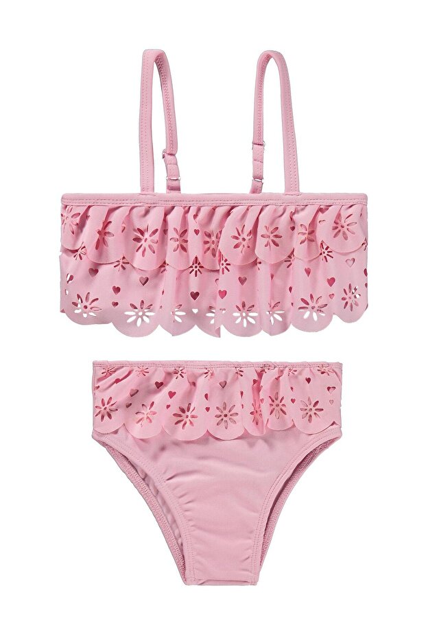 Two Layer Laser Swimwear Set for 2-12 Years - Pink