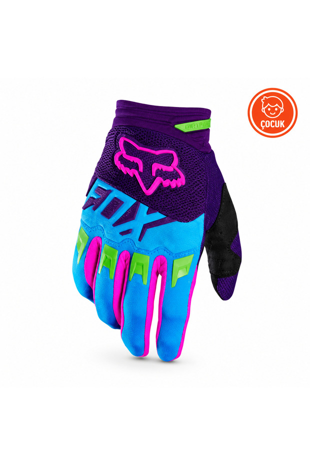 Dirtpaw Kids Purple Turquoise Gloves