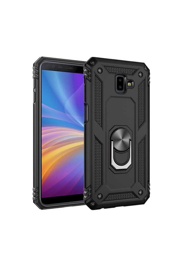 Samsung Galaxy J6 Plus Case Ultra Protection Shock Absorbing Tank Rugged Very Rugged Silicone Cover-Black