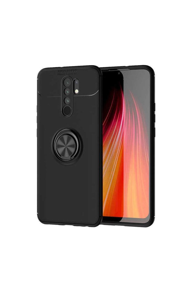 Silicone Ravel Cover with Rotatable Ring Stand for Xiaomi Redmi 9 Compatible Mobile Phone