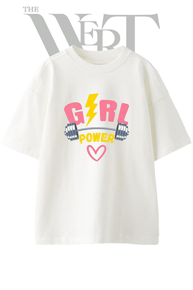 Girl Power Design Printed Unisex White Oversize T-Shirt