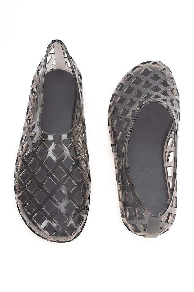 Ducie London Transparent Black Pointed Toe Ballet Flats