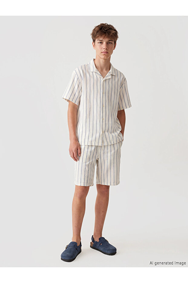 Lcw Kids Blue Elastic Waist Boys Bermuda Shorts