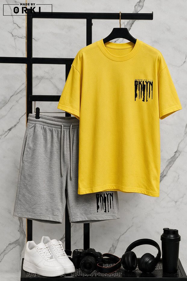 Be Kind Printed Plus Size Unisex T-Shirt & Grey Shorts Set
