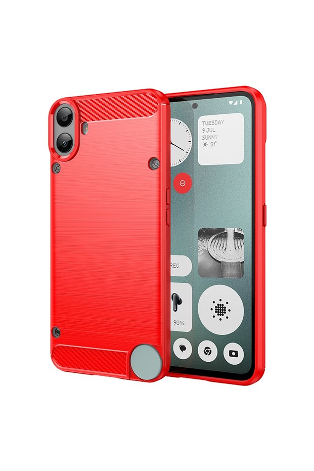 Nothing Cmf Phone 1 Case Carbon Fiber Pattern Protective Back Cover Red
