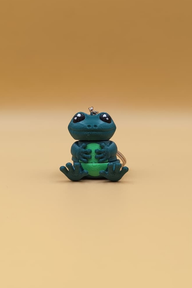 Cute Green Frog Figurine Keychain Bag Ornament Charm with Movable Parts