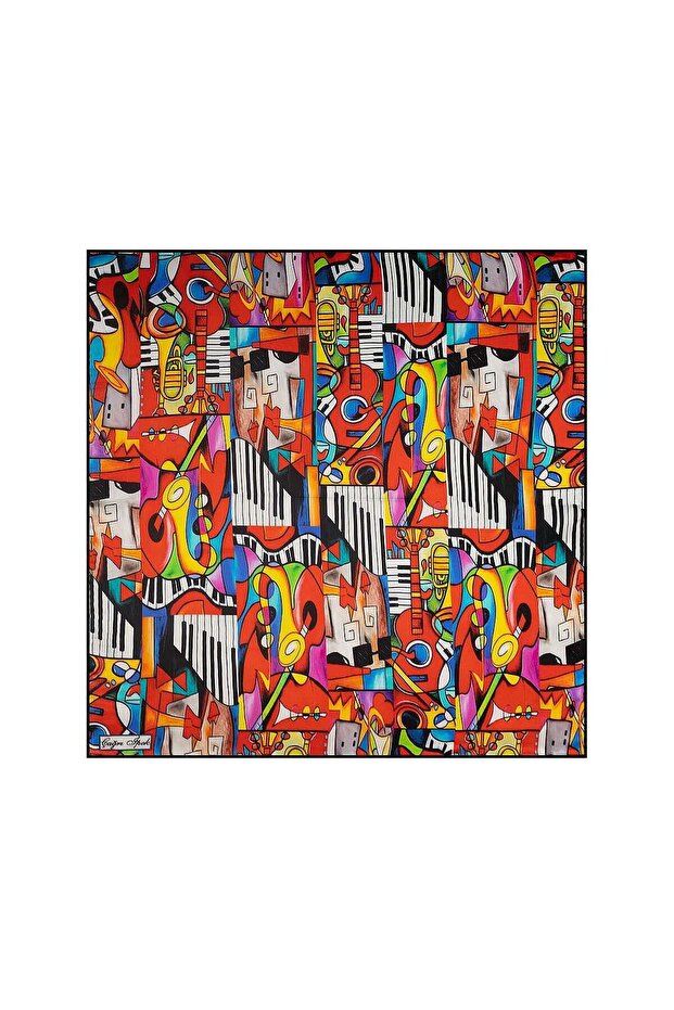 Cubik Caz Pattern Silk Handkerchief Scarf Dg9782-Orj