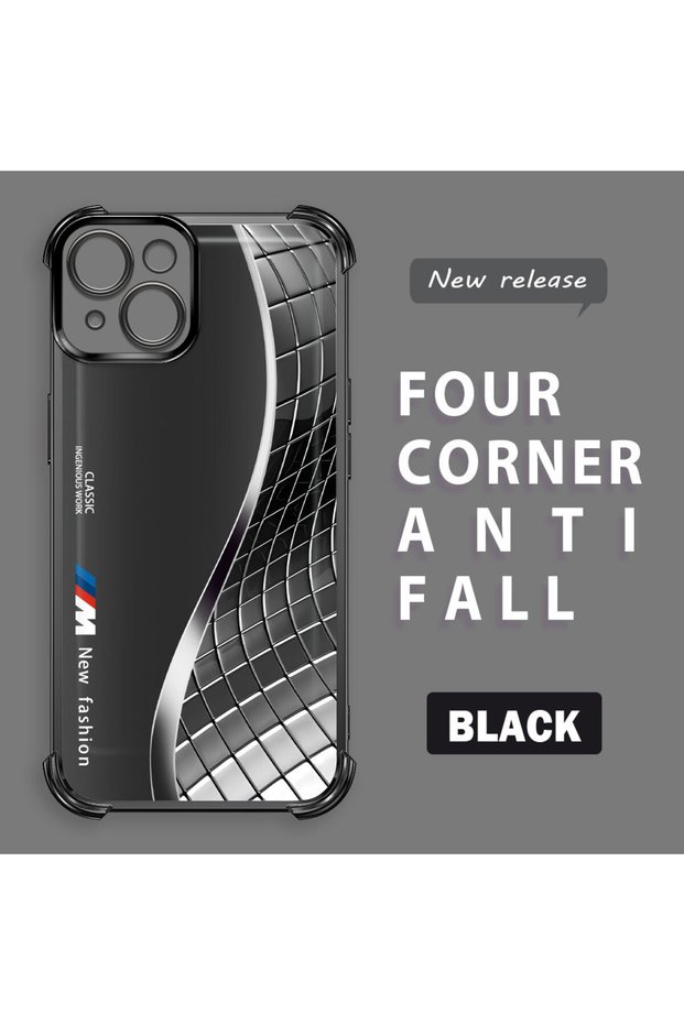 iPhone 14 Compatible Transparent Back Panel Four-Corner Reinforced Impact Protection Glossy Edge Silicone Case
