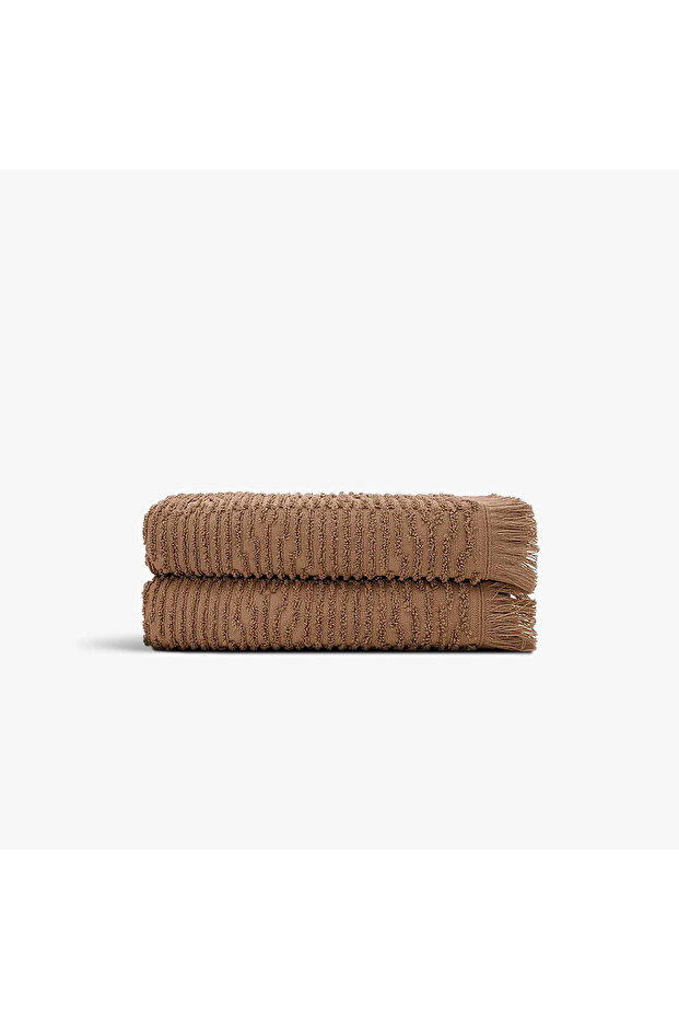 Anisa 2-Piece Face Towel 100% Cotton Combed Jacquard Brown 50X90 cm
