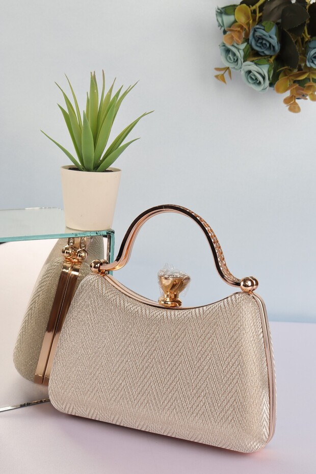 Elysara Eb0751 | Plaid Stylish Double Metal Handle Evening Dress Bag