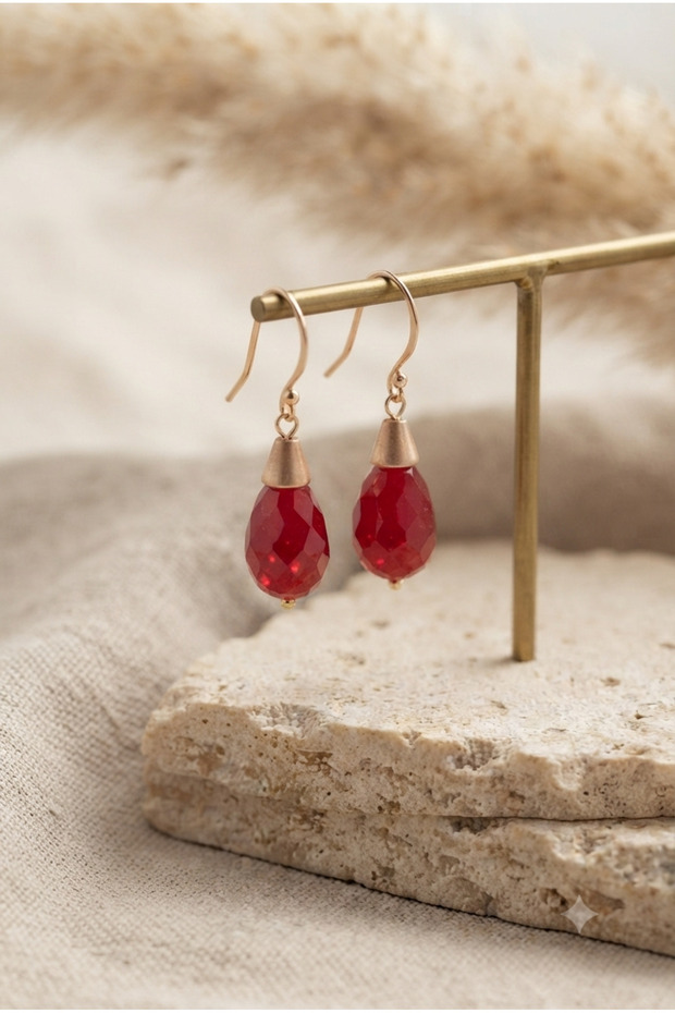 Crystal Drop Stone Steel Earrings
