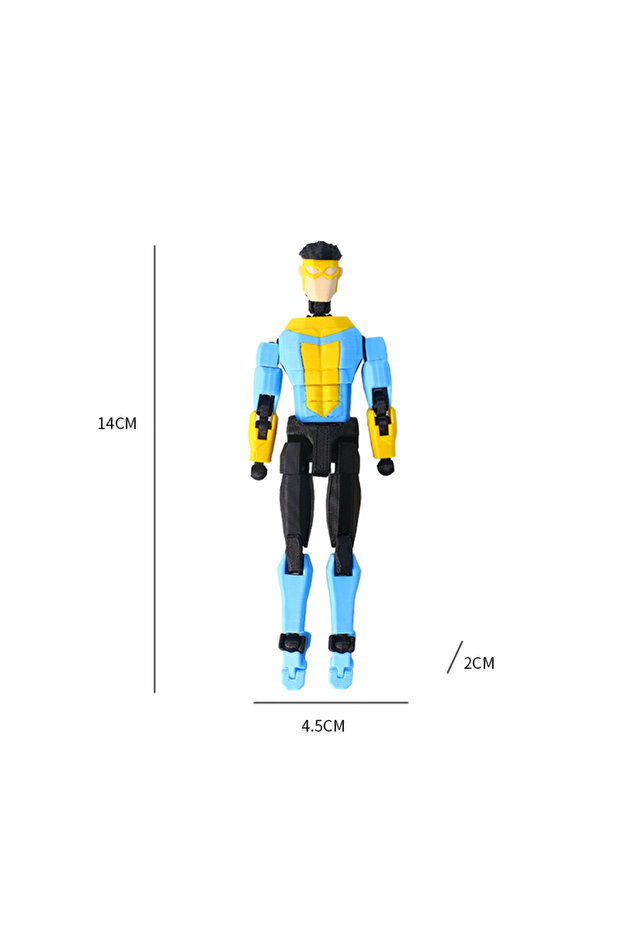 مجسم قابل للتحريك متعدد المفاصل لشخصية Invincible Boy Invincible Mark مطبوع بتقنية ثلاثية الأبعاد بدون غطاء للعينين، بخطوط زرقاء فاتحة
