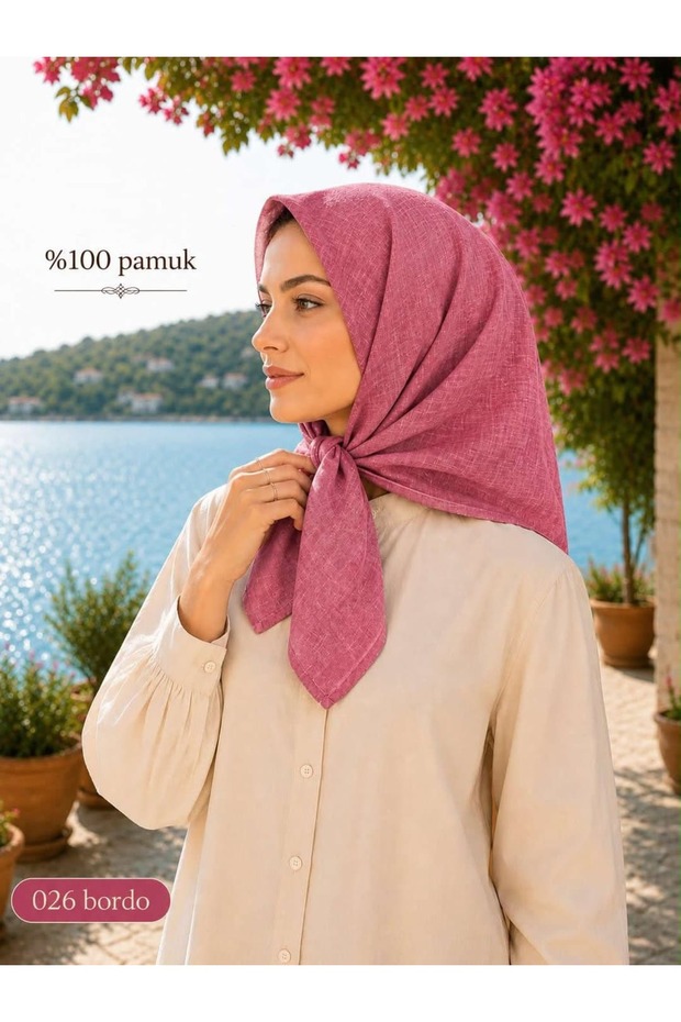 وشاح مصنوع من القطن بنسبة 100%، مقاس 100×100 سم