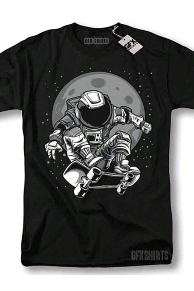 Astronaut Skateboarding Shirt Space Galaxy Cool Gift Graphic T-Shirt-2