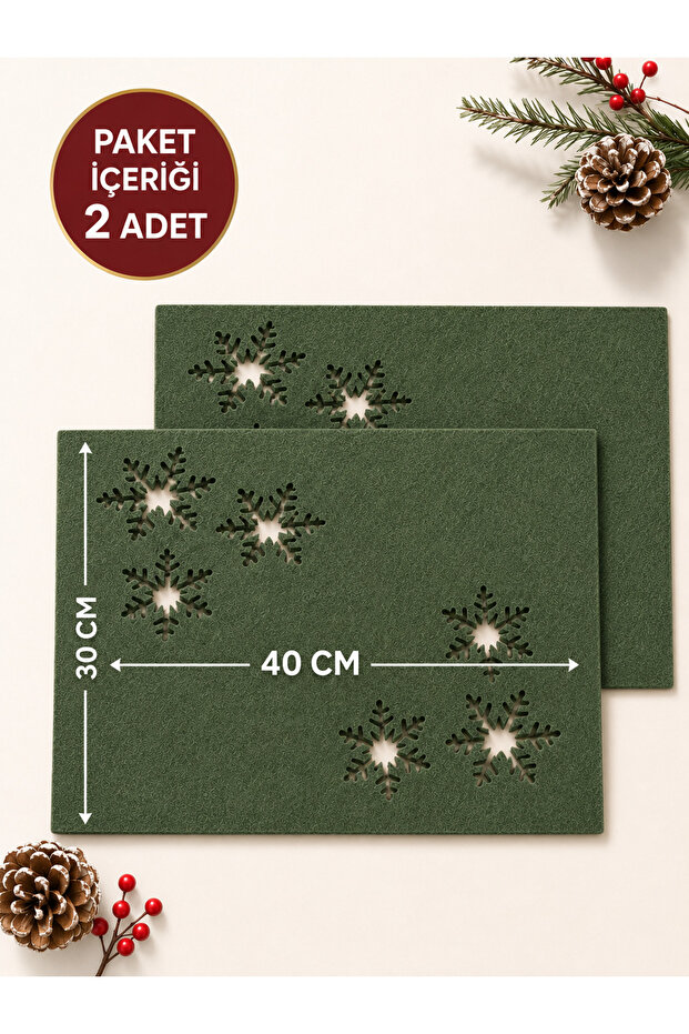 Set of 2 Snowflake Patterned American Placemats 30 × 40 cm – Decorative Table Service