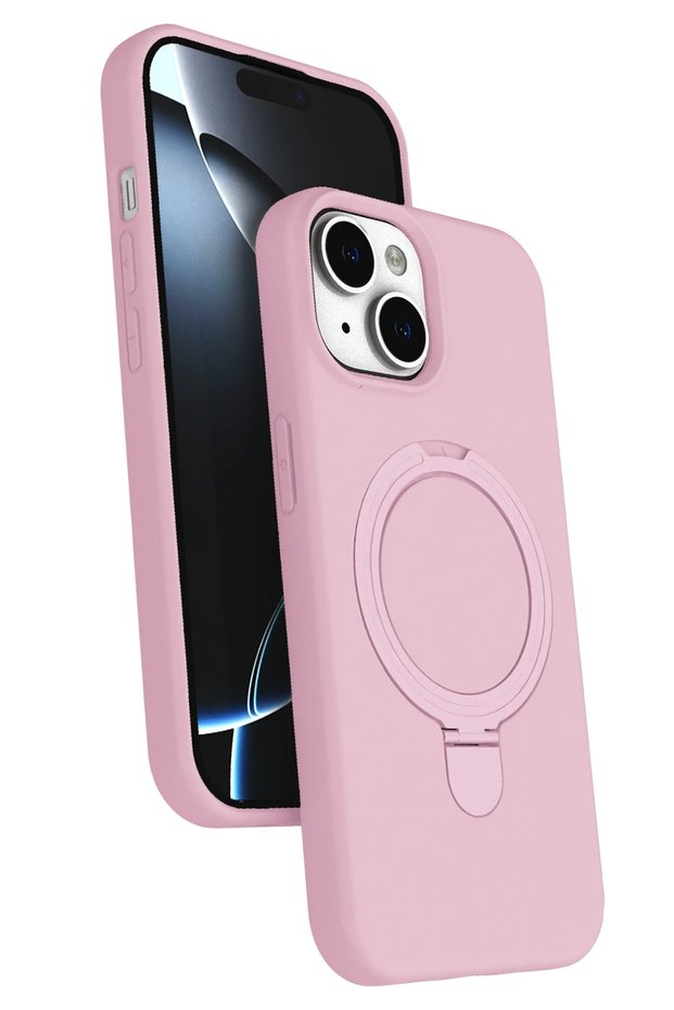 Ilkestor iPhone 15 Plus Cover with Regal Magsafe Stand - (203557) Pink