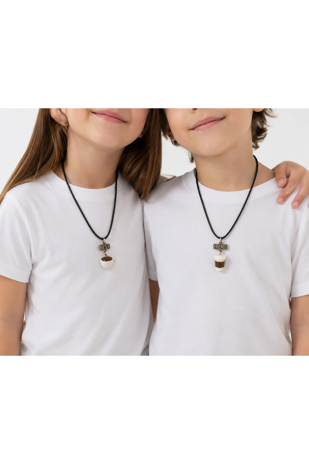 Best Friends Coffee Themed Double Friendship Necklace Gift Accessory Set