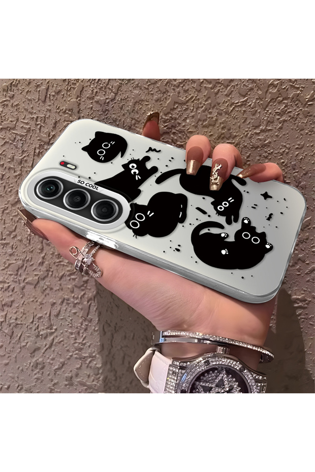 Tecno Camon 40 Pro 5g Compatible High-Quality Fun Black Cat Printed Case, Cute Stylish Shock