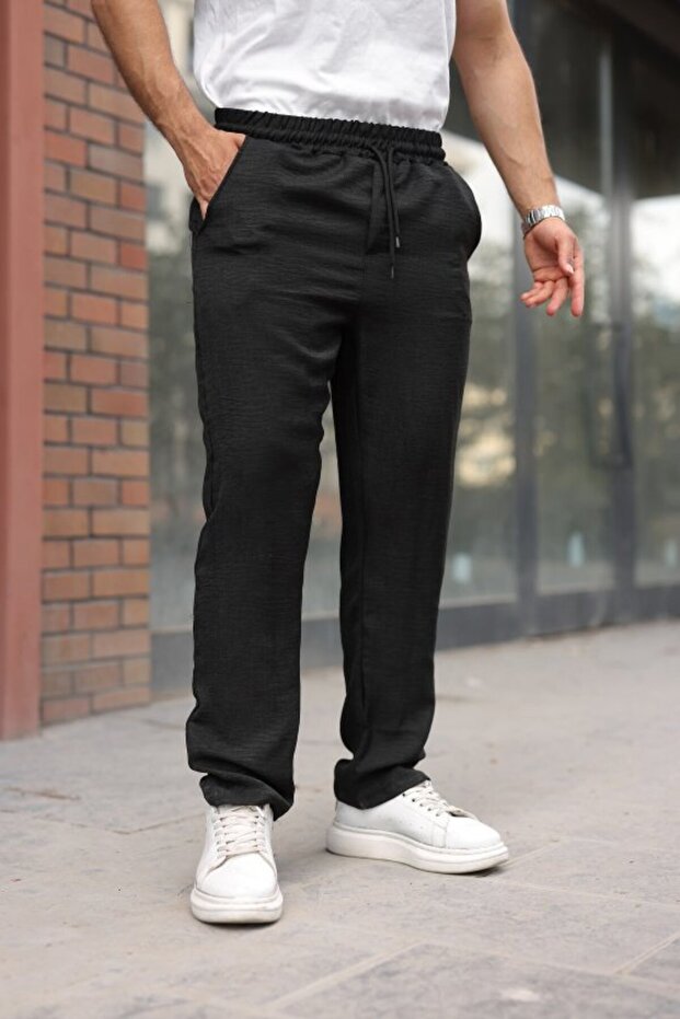 Men's Pera Linen Trousers with Elastic Waist