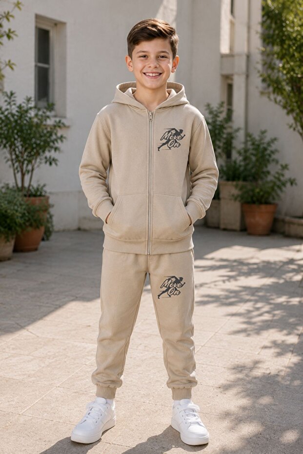 Armikids School Fashion Printed Zippered Tracksuit Set