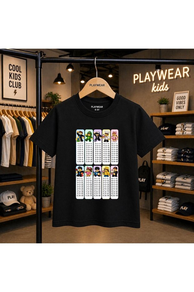 Multiplication Table Educational Children's Printed 100% Children's Unisex T-Shirt 5 6 -7 8-9 10 -11 12 Years Old
