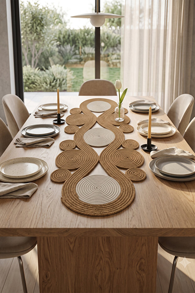 Jute Straw Woven Runner Tablecloth Decorative Knitted Table Runner