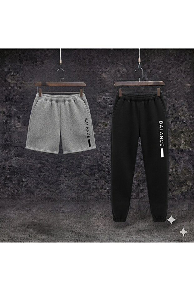Sports Tracksuit Shorts 2-Piece Combination Thin Summer Sweat-Absorbing Thin Balance Printed Women's / Men's Unisex Model