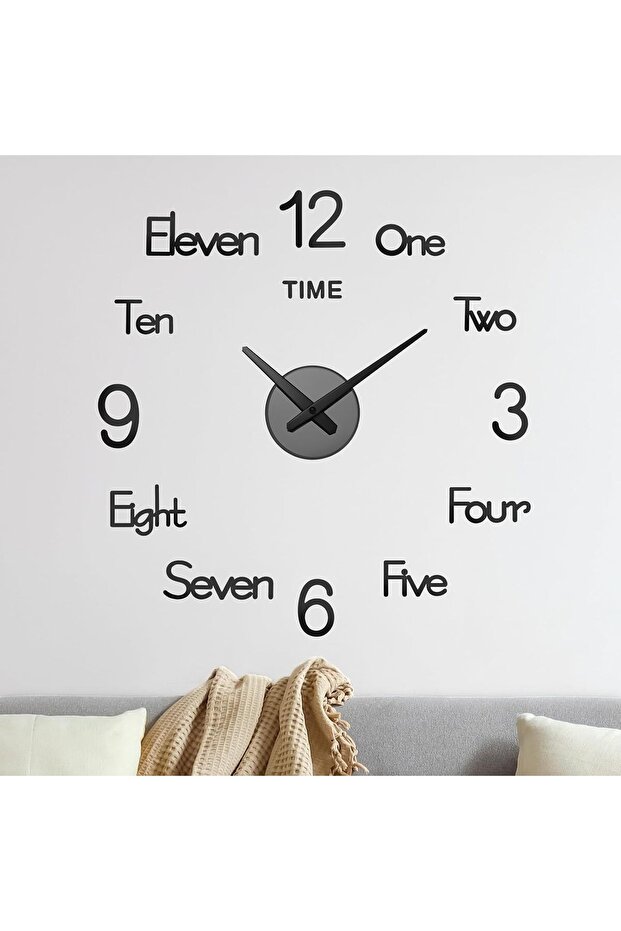 DIY 3D Wall Clock, Modern Frameless Silent Mirror Surface Stickers for Home Office Decor, Large Digital Design with EVA Foam and Acrylic Mirror Finish, 60cm Black