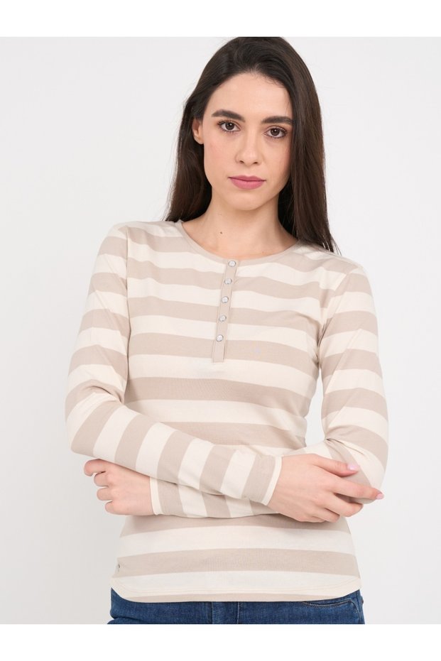 - Tricou dama cu maneca lunga si dungi
