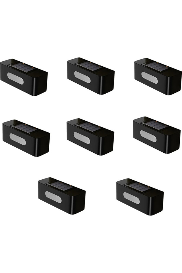 Solar-powered fence light, outdoor wall light, warm white light, 8 pieces
