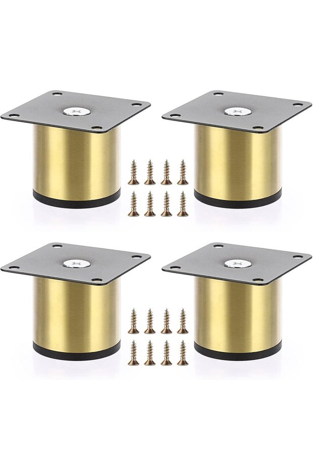 4-Piece Set 5cm Stainless Steel Furniture Legs Metal Cabinet Table Legs Gold Round Risers Coffee Table Sofa TV Cabinet Chair