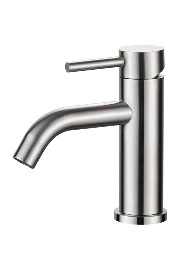 Single-handle bathroom sink mixer tap, low-noise ceramic drawer tap, stainless steel body.