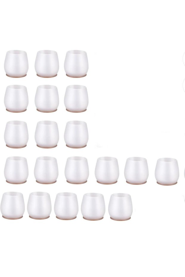 20-pack of chair leg protectors, transparent round, noise reduction, size XS
